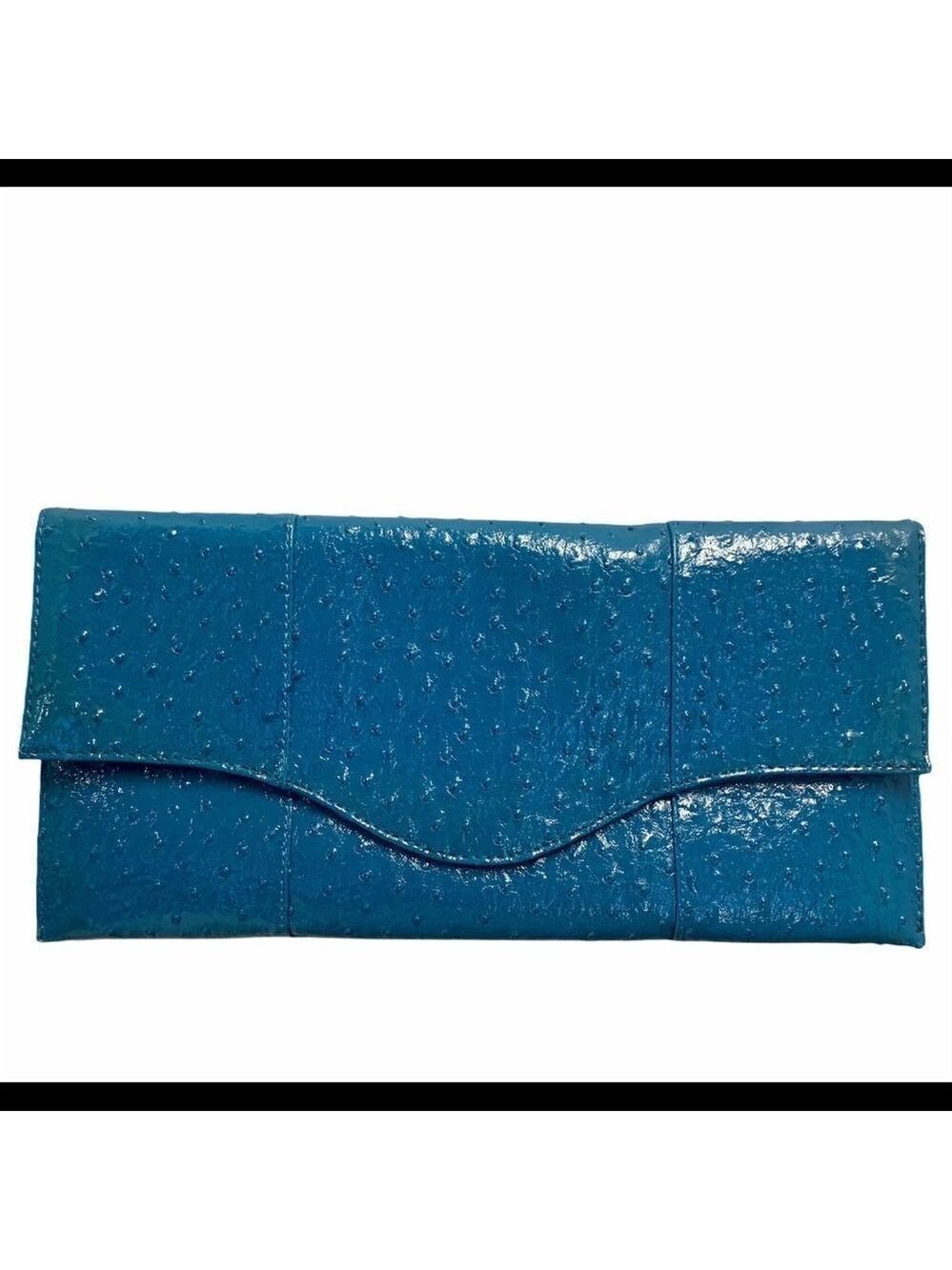 BLUE glossy clutch purse